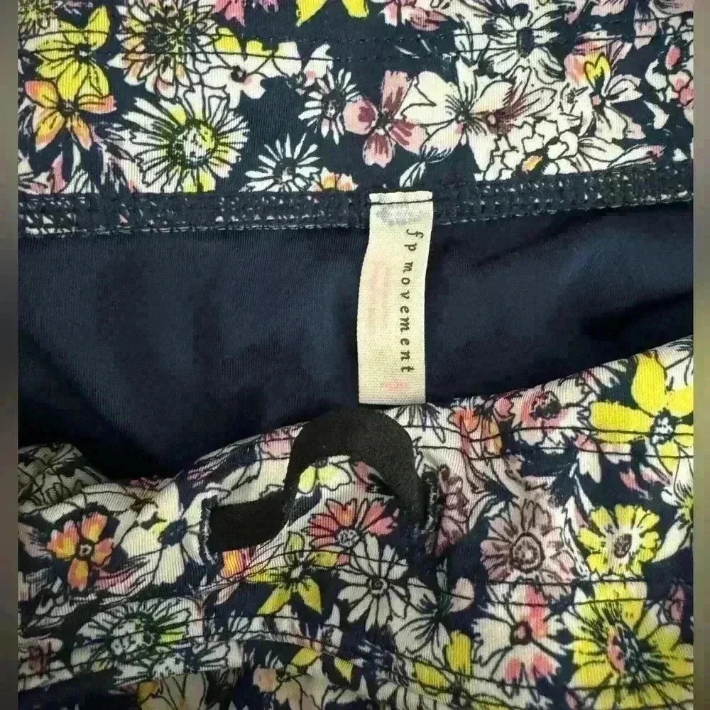 Free People Movement Navy Blue Eden Floral Leggings Sz M - Picture 8 of 10